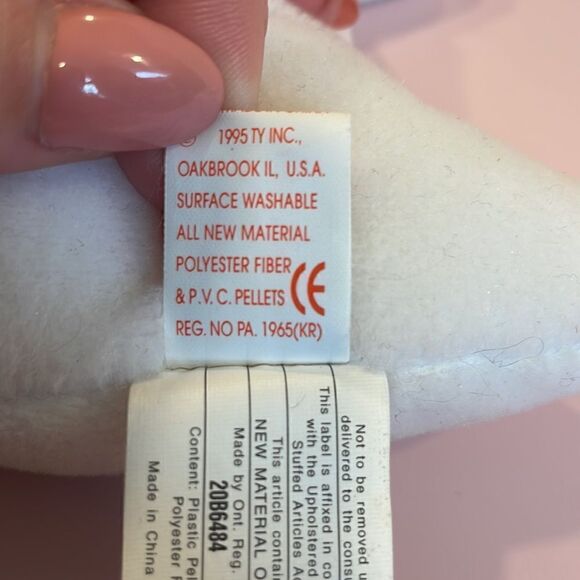 1995 Original Ty Beanie Baby Spooky the Ghost w Orange Bow PVC Pellets EUC 8” - Picture 7 of 7